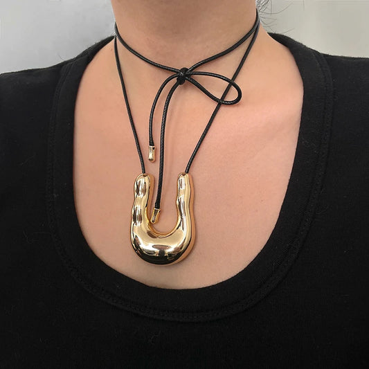 Organic Shape Statement Pendant Necklace