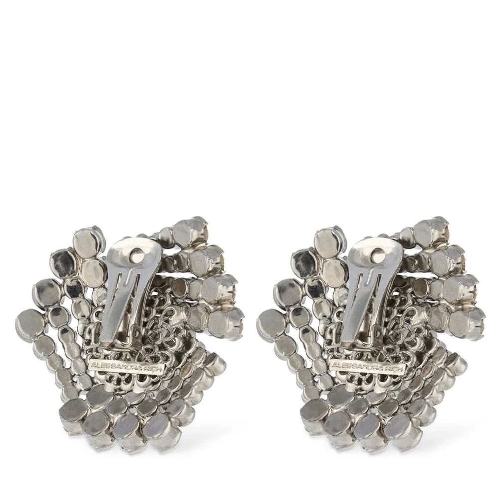 Geometric Crystal Clip Earrings