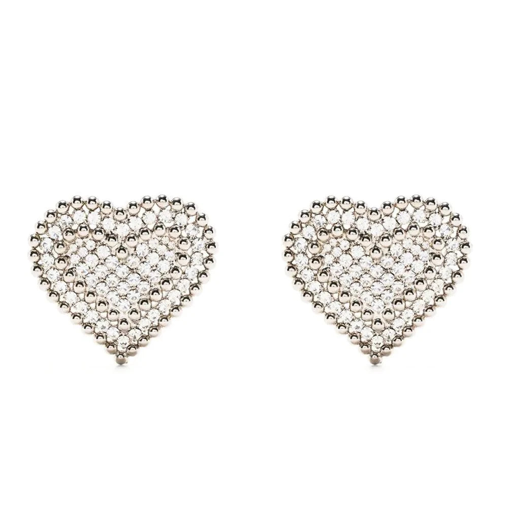 Heart Rhinestone Crystal Clip Earrings