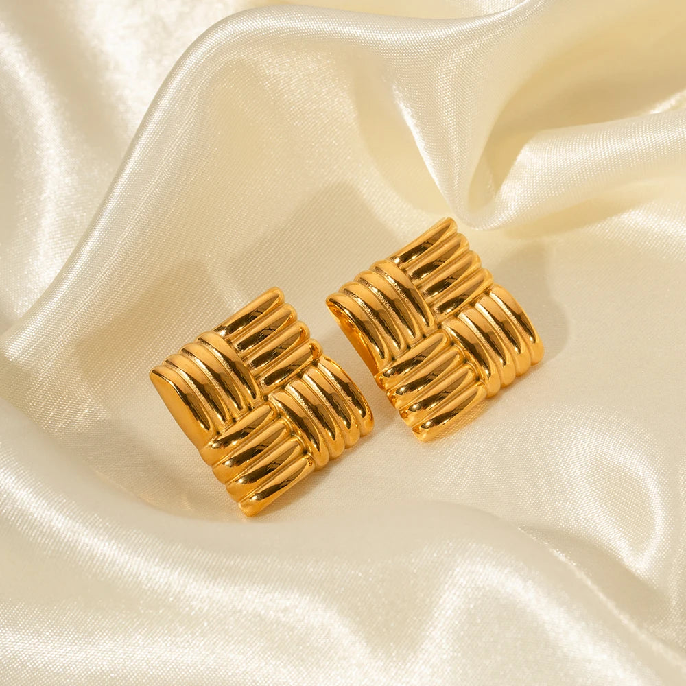 Square Textured Bold Earrings