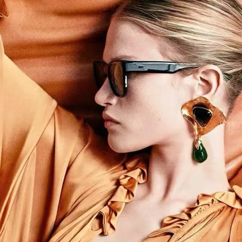Statement Metal Geometric Water Drop Dangle Earrings