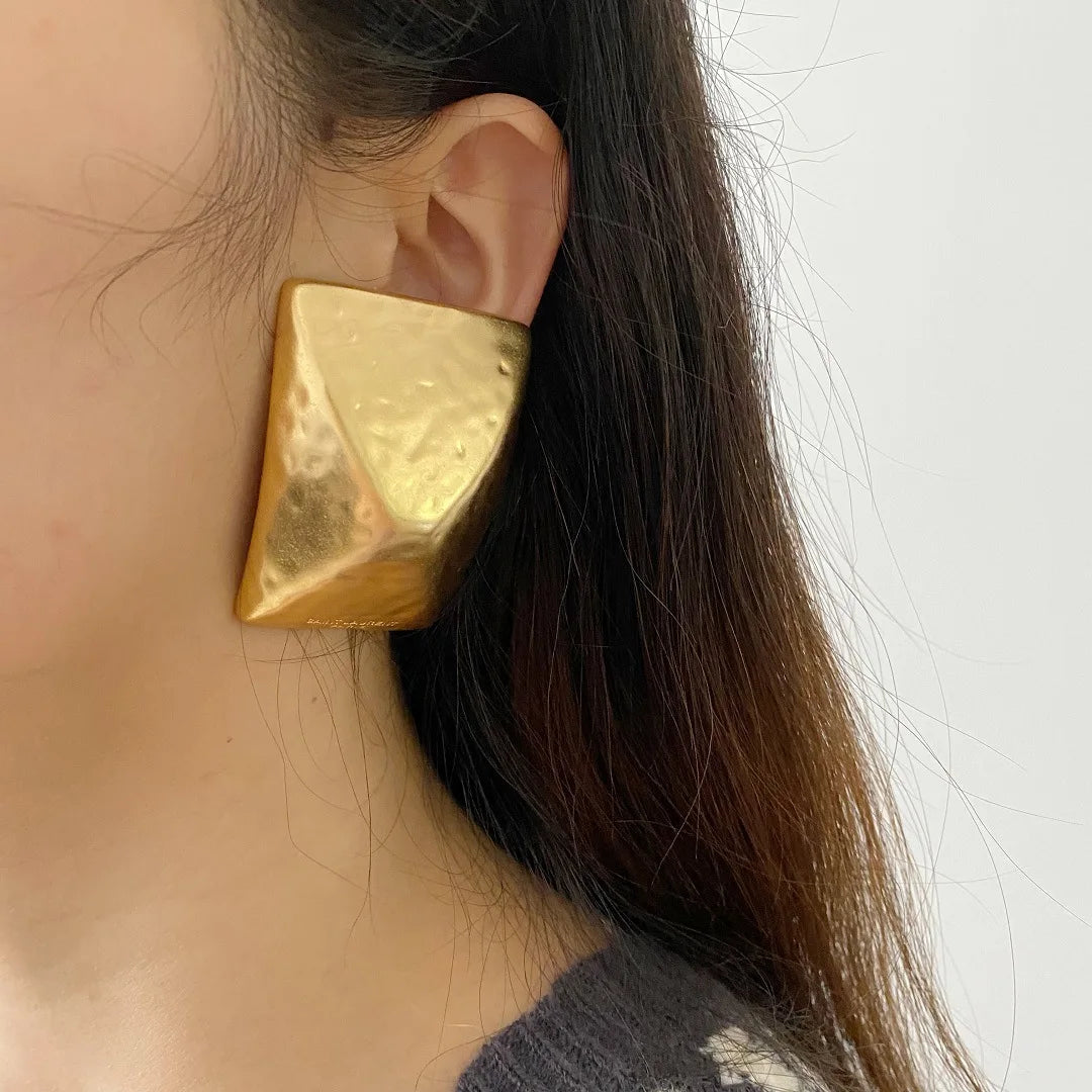 Exaggerated Metal Geometric Square Saint Laurent Style Earrings