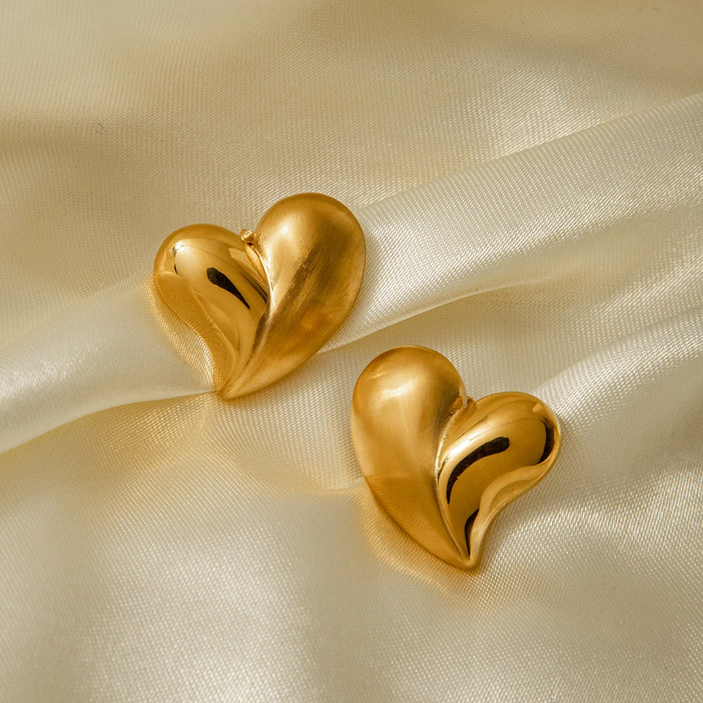 Heart Shape  Stainless Steel Earrings 18K Gold Plated