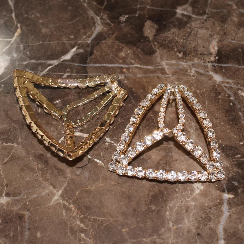 Rhinestone Triangle Dangle Earrings