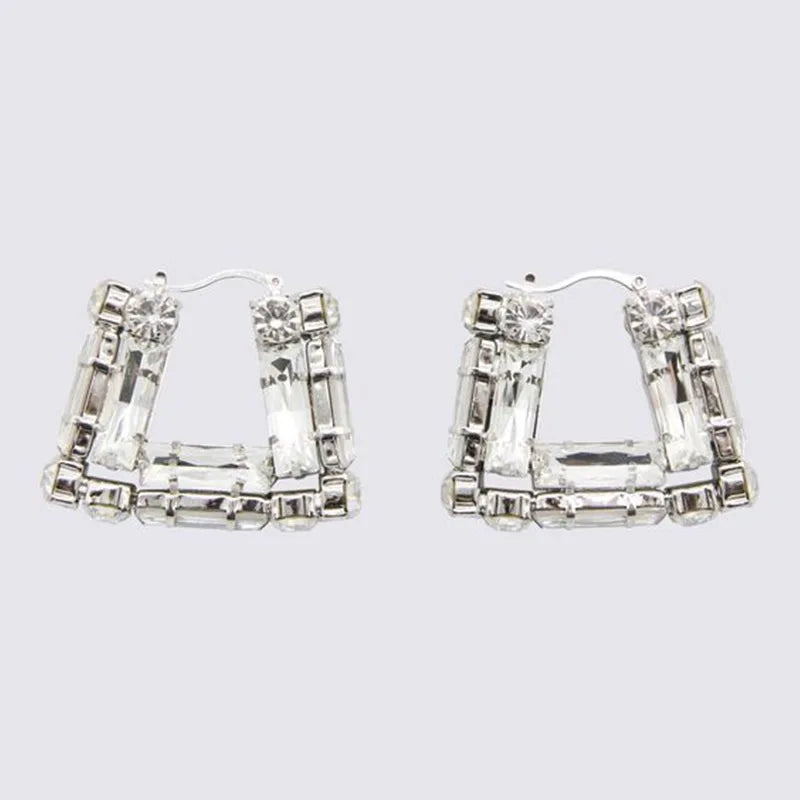 Statement Large Crystal Square Hoop Earrings