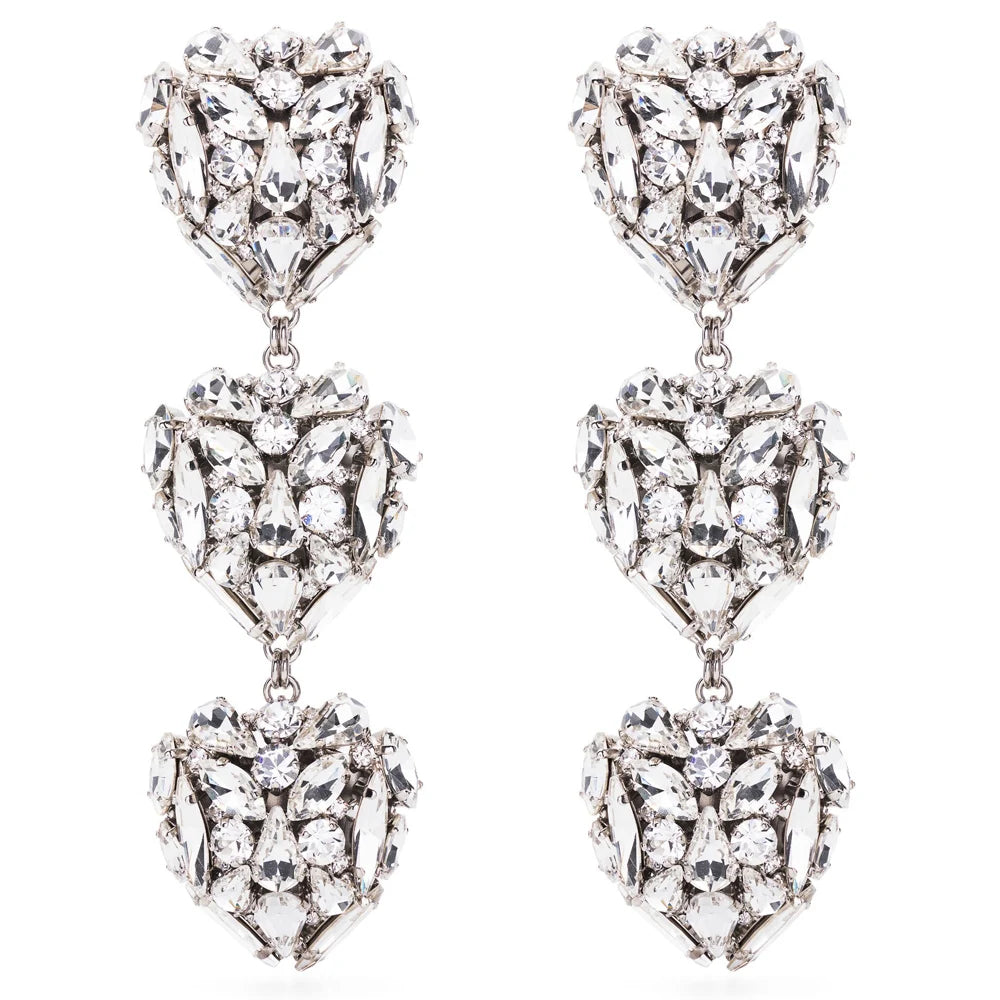 Rhinestone Crystal Heart Ear Clip Earring