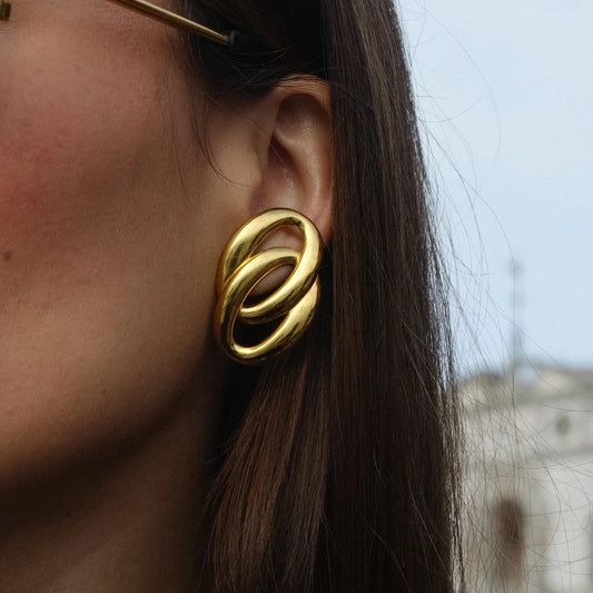 18K Gold Plated Double Circle Earrings