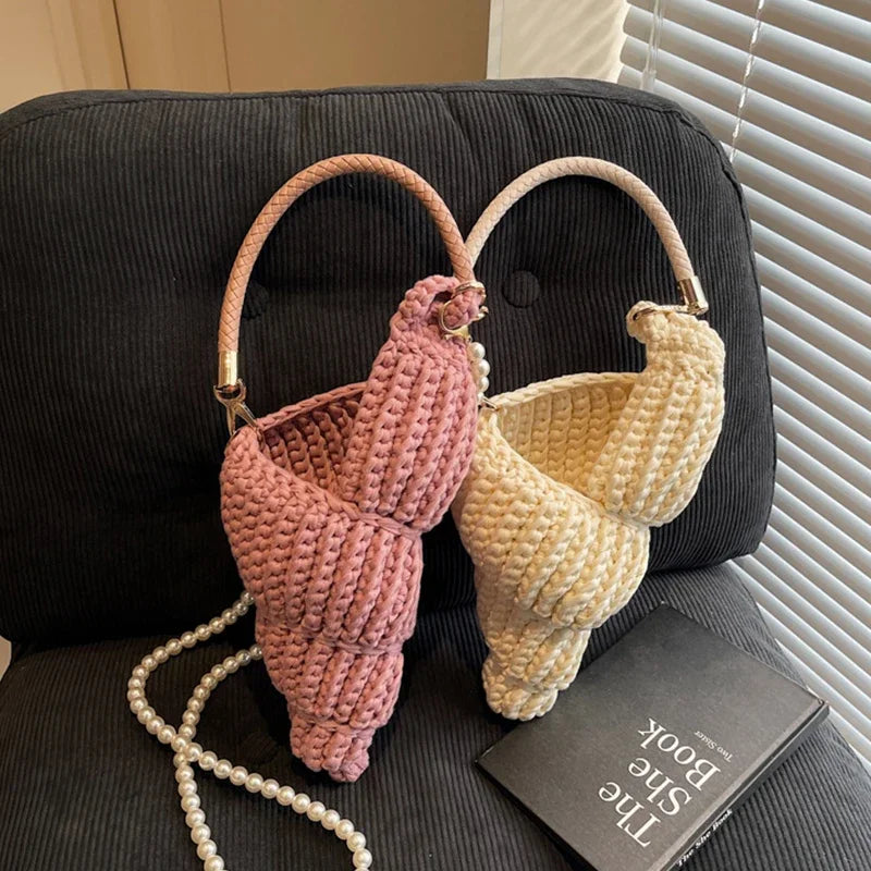 Conch Shell Knit Crochet Crossbody Shoulder Bag