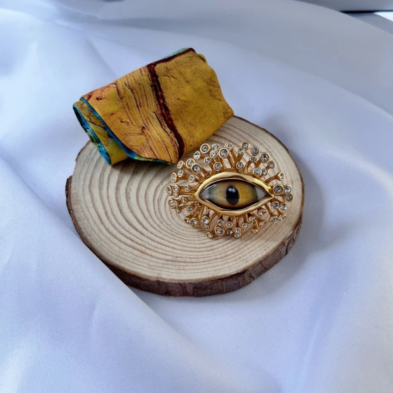 Surrealist Eye Ring With Rhinestones