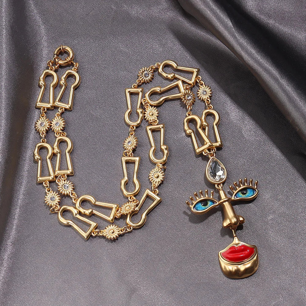 Baroque Schiaparelli Surrealist Style Face Necklace