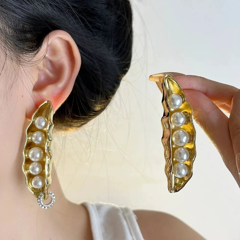 Statement Bean Pearl Earrings