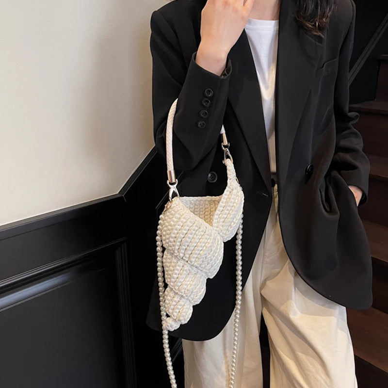 Conch Shell Knit Crochet Crossbody Shoulder Bag