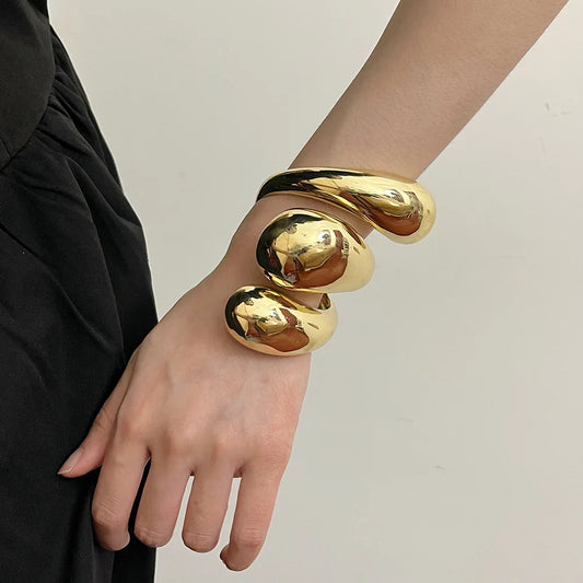 Chunky Spiral Water Droplet Opening Bracelet Bangle