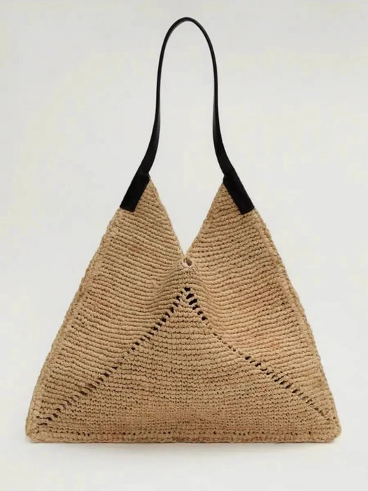 Straw Triangle Tote Bag