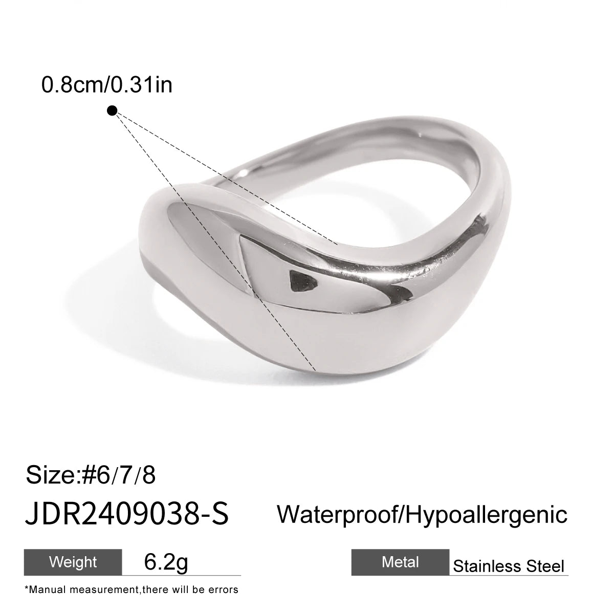 Irregular Adjustable Stackable Stainless Steel Rings