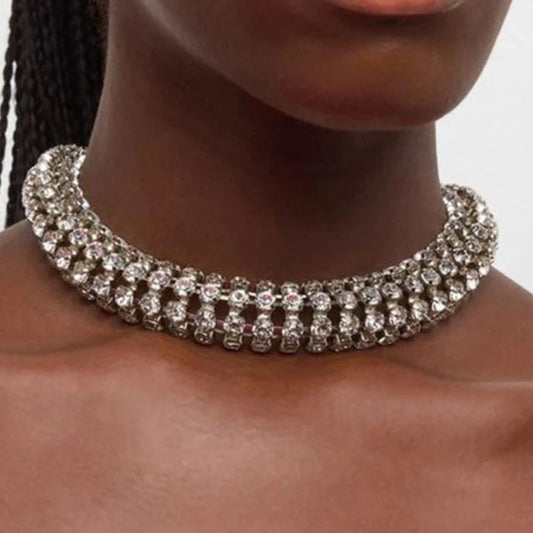Rhinestone Inlay Choker Necklace