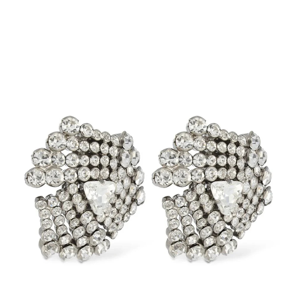 Geometric Crystal Clip Earrings