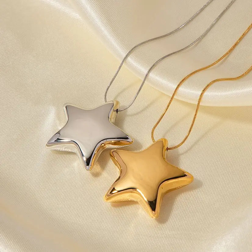 Star Shaped Gold Pendant Hanging Stainless Steel 18k Gold