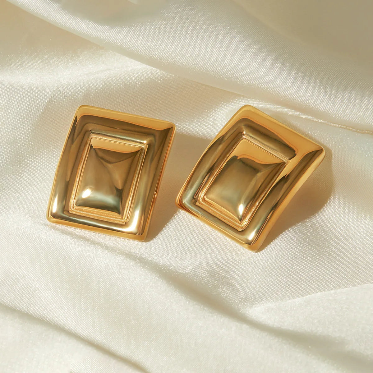 Vintage Style Geometric Rectangle Gold Plated Stainless Steel Earring