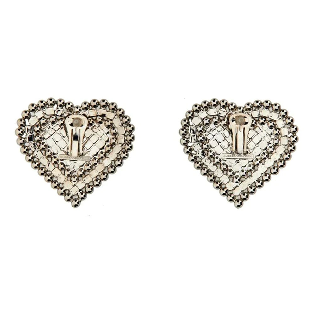 Heart Rhinestone Crystal Clip Earrings