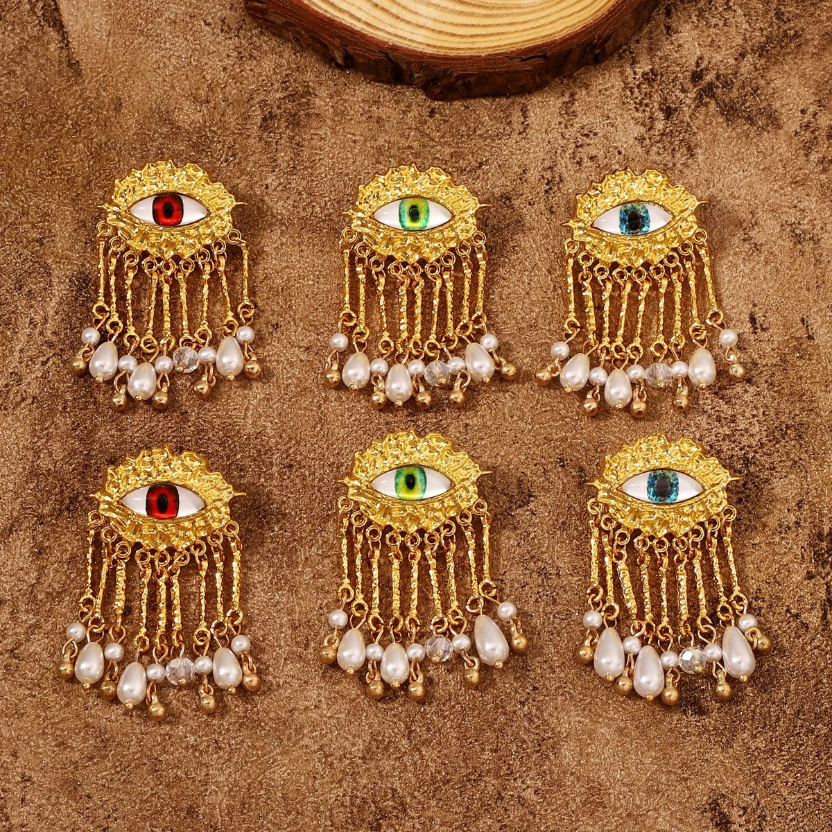 Schiaparelli Style Evil Eye With Pearl Tassel Earrings