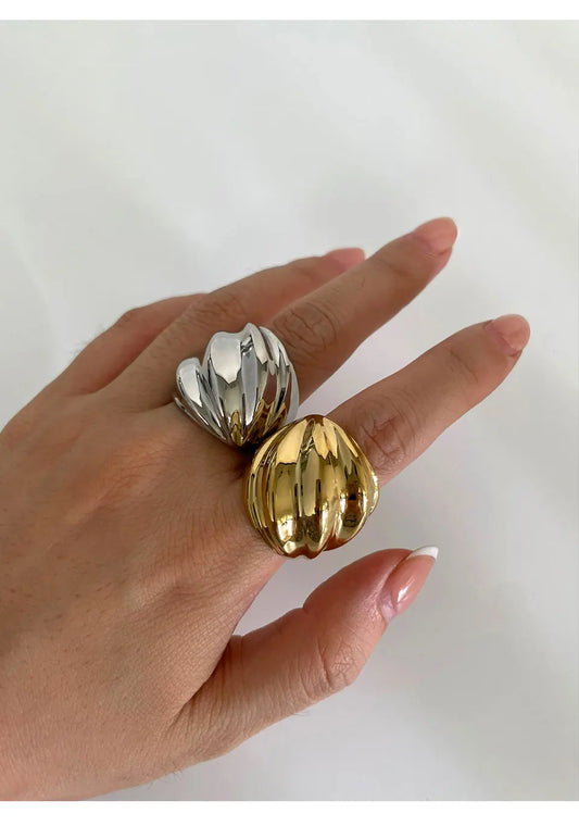 Wave Chunky Dome Wide Rings