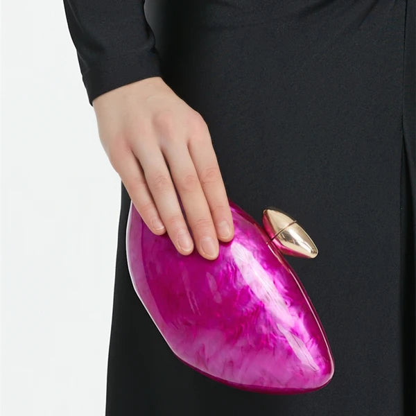 Acrylic egg shape clutch bag