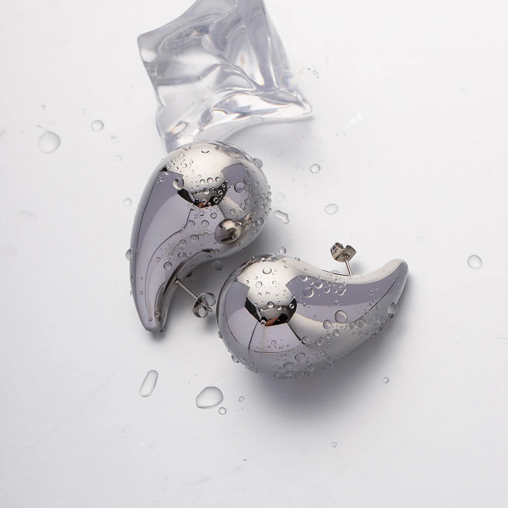 Stainless Steel Water Drop  Earrings Chunky