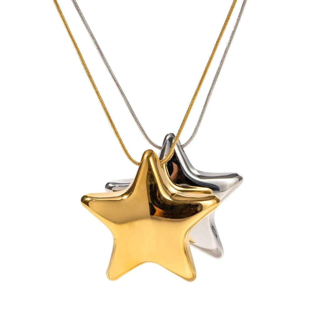 Star Shaped Gold Pendant Hanging Stainless Steel 18k Gold