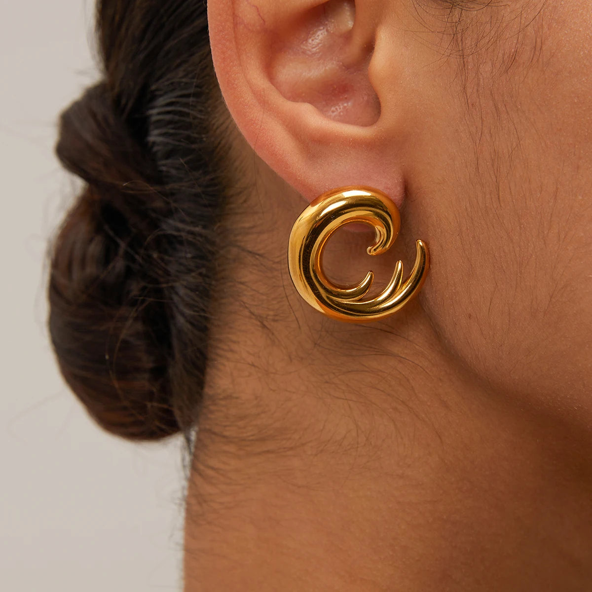 Assymetric Circle Stainless Steel Geometric Earrings