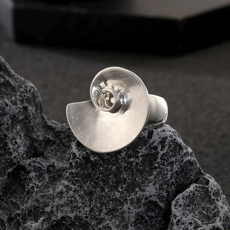 Brushed Adjustable Round Shape Ring