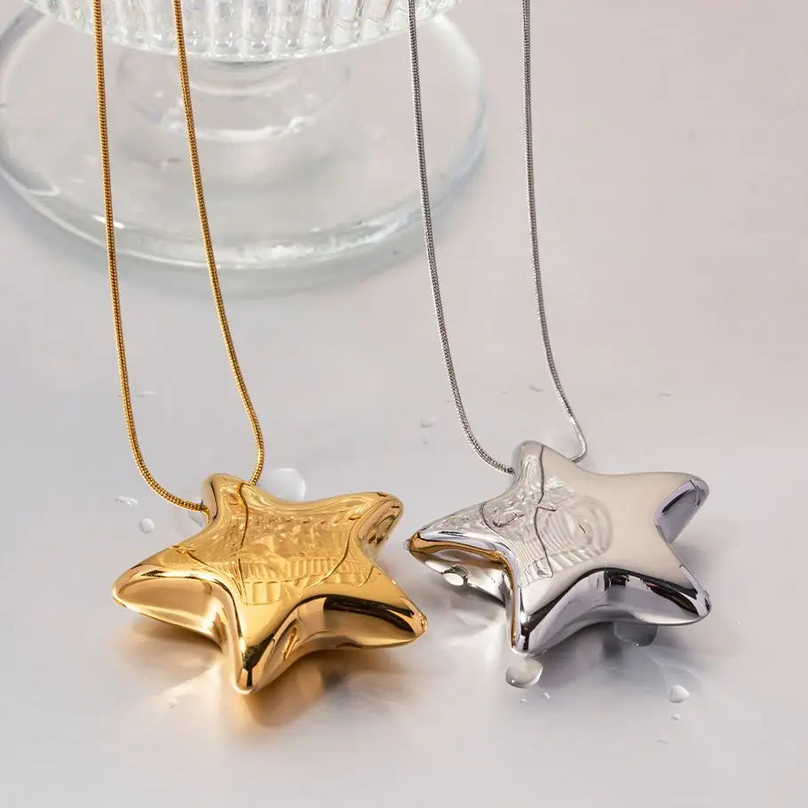 Star Shaped Gold Pendant Hanging Stainless Steel 18k Gold