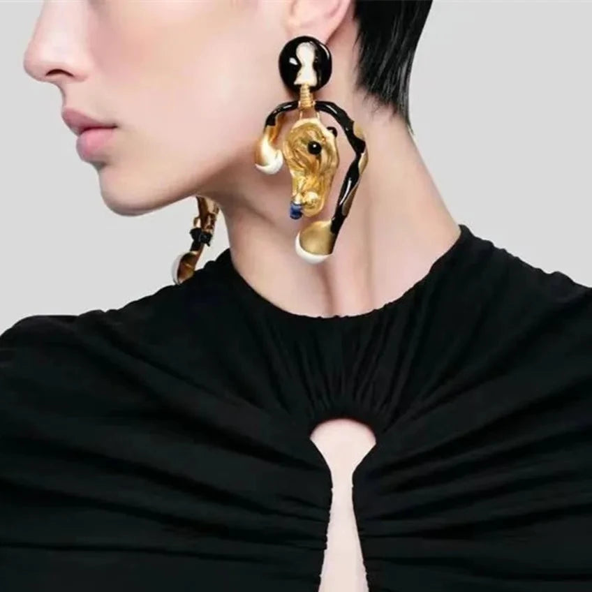 Baroque Style Schiaparelli Style Ear shape lock Earrings