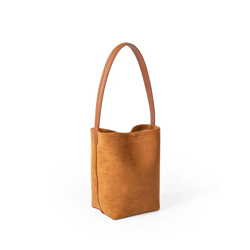 Suede Leather Bucket Bag