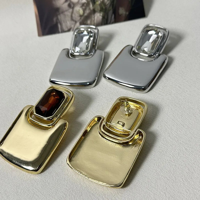 Square Gemstone Earrings