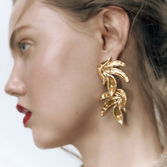 Statement Double Leaf Earrings