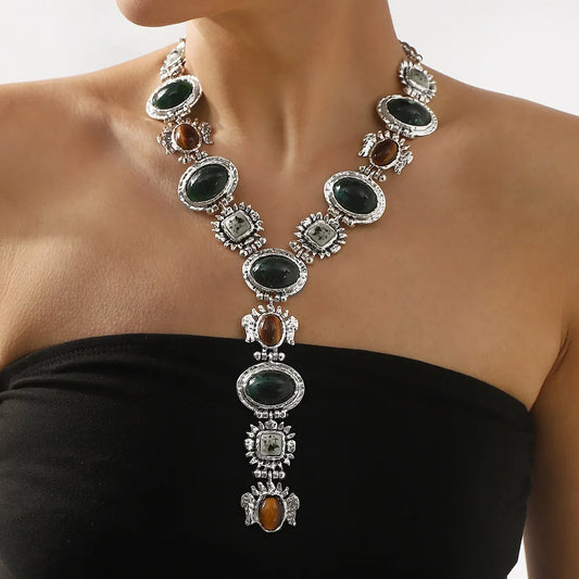 Baroque Long Resin Stones Necklace
