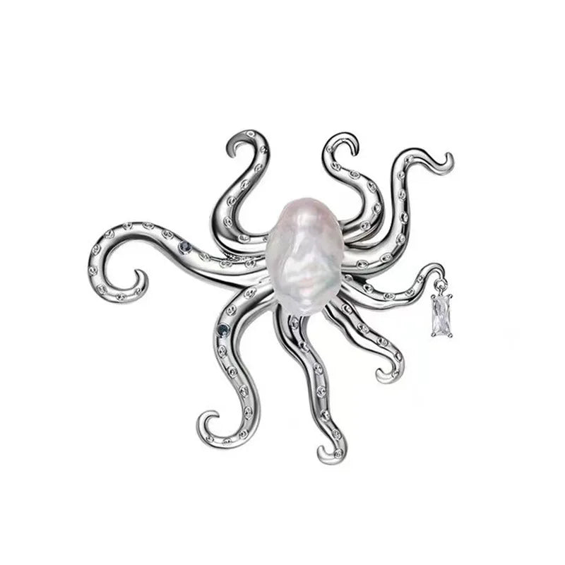 Big Baroque Pearl Octopus Brooch