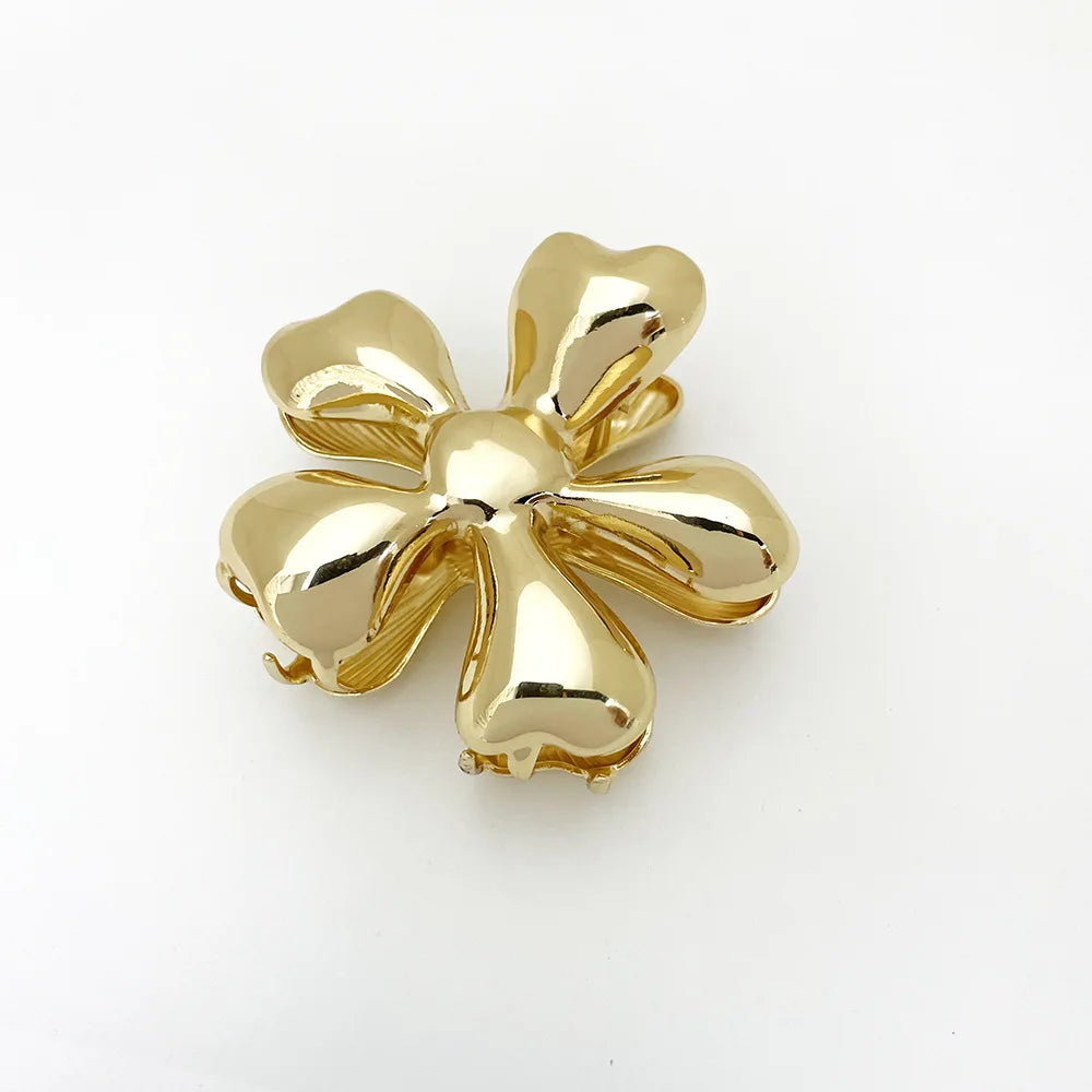 Stainless Steel Gold Plated  Flower Hair Claw Clip