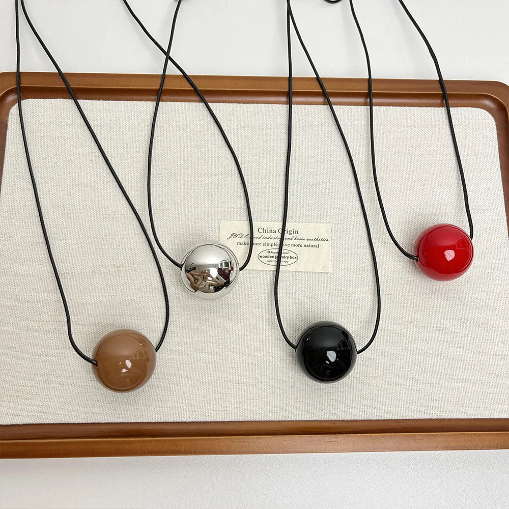 Minimalist Metal Geometric Ball Pendant Necklace