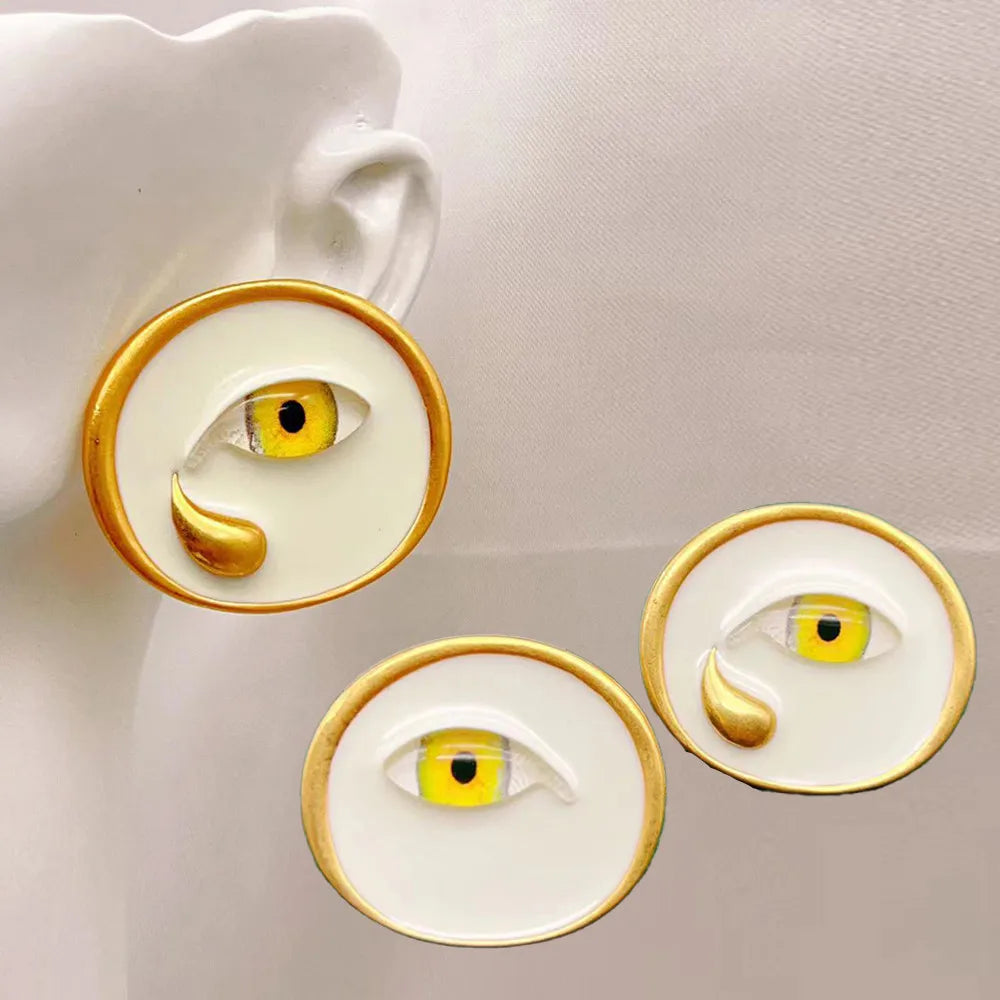 Vintage Schiaparelli Style Devil's Eye Stud Earrings