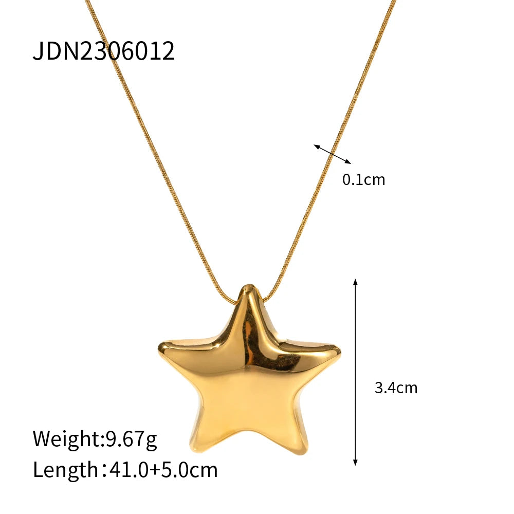 Star Shaped Gold Pendant Hanging Stainless Steel 18k Gold