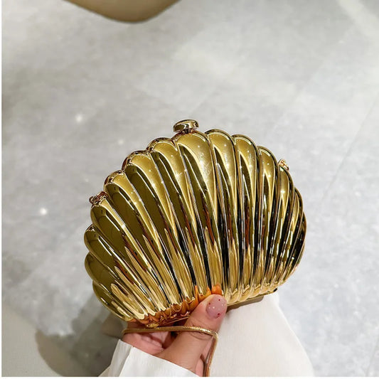 Gold Shell Bag Acrylic Evening Clutch Bag