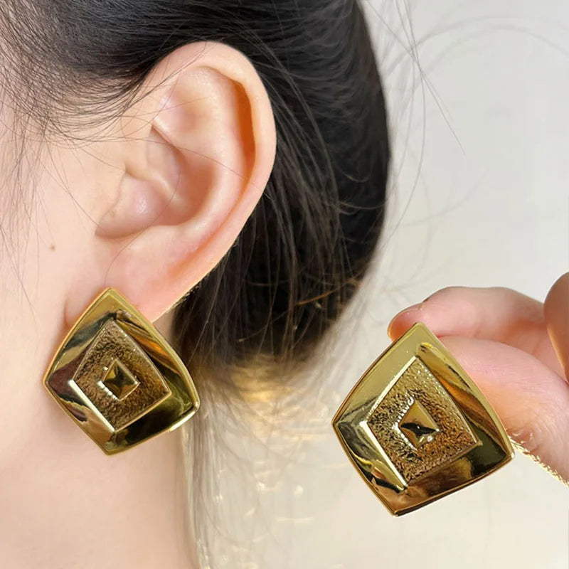 Asymmetric Trapezoid Textured Earrings