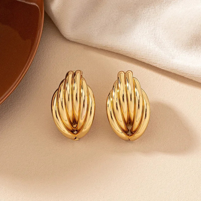 Organic Lines Gold Plated Earrings