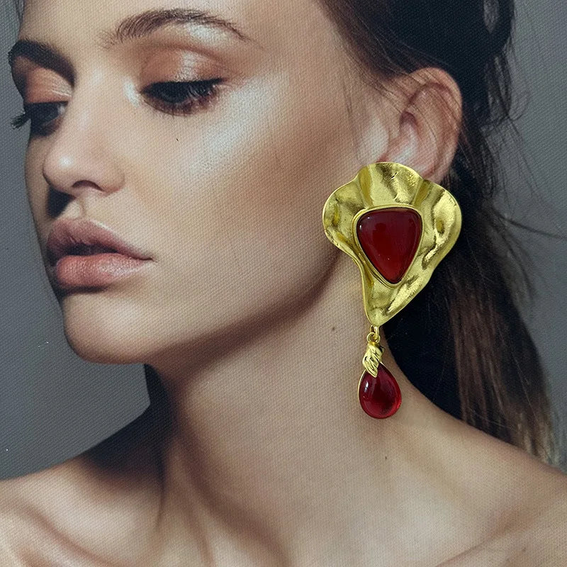Statement Metal Geometric Water Drop Dangle Earrings