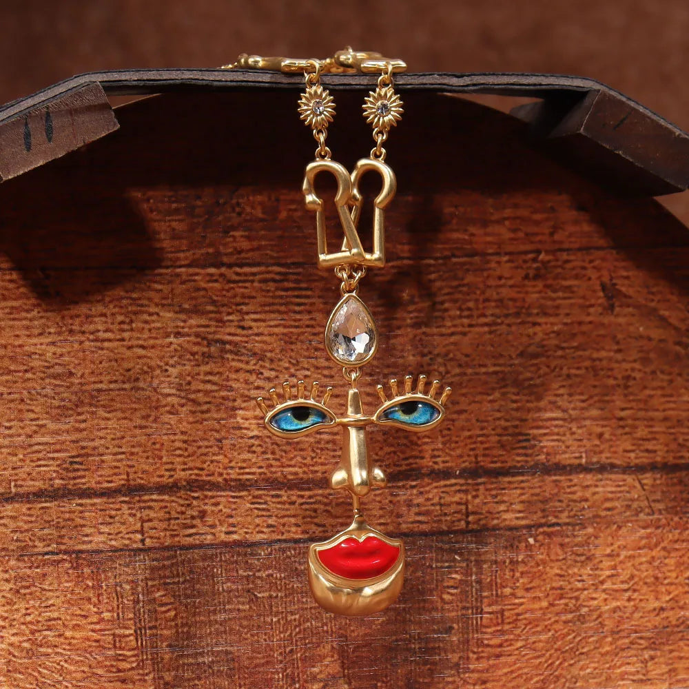 Baroque Schiaparelli Surrealist Style Face Necklace