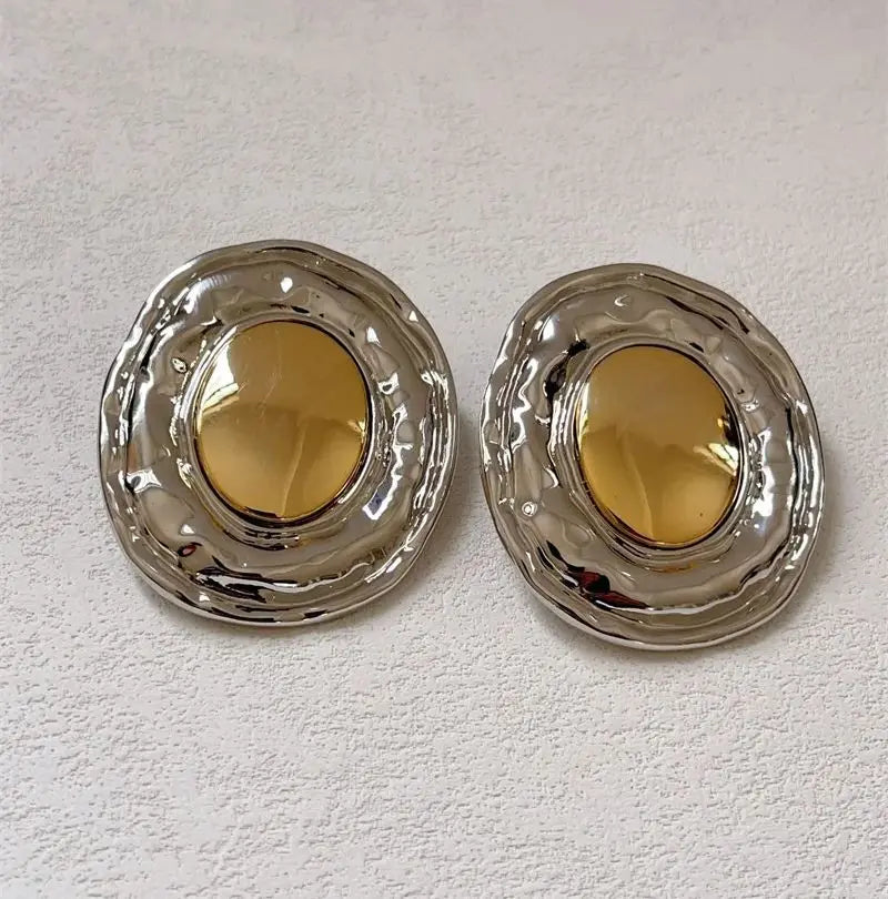 Contrast Round Large Earrings