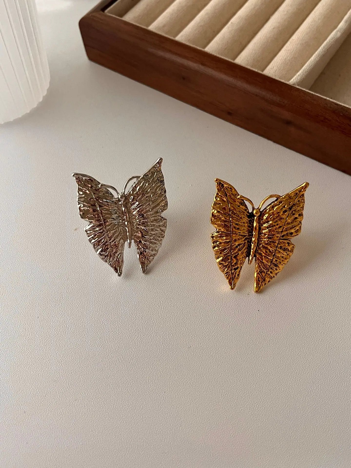 Vintage Style Stainless Steel Gold Plated Butterfly-shaped Large Rings