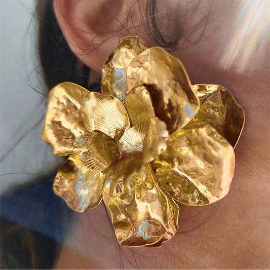 Statement Metal Flower Earrings